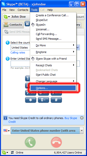 Skype---tools-options